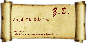 Zaják Dóra névjegykártya